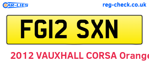FG12SXN are the vehicle registration plates.