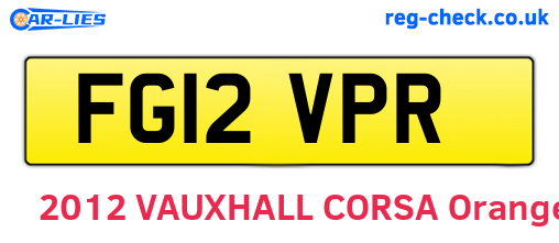 FG12VPR are the vehicle registration plates.
