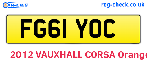 FG61YOC are the vehicle registration plates.