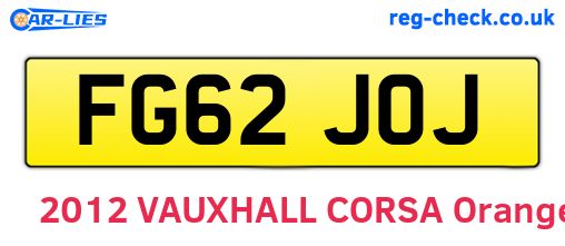 FG62JOJ are the vehicle registration plates.
