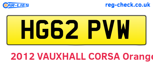 HG62PVW are the vehicle registration plates.