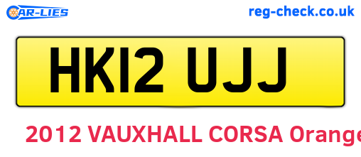 HK12UJJ are the vehicle registration plates.