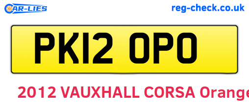 PK12OPO are the vehicle registration plates.