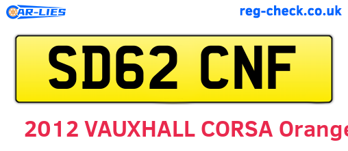 SD62CNF are the vehicle registration plates.