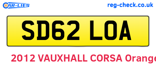 SD62LOA are the vehicle registration plates.