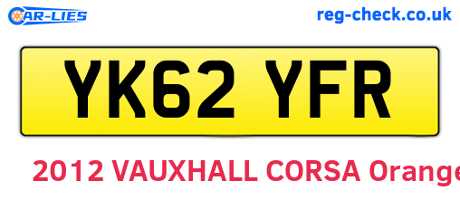 YK62YFR are the vehicle registration plates.