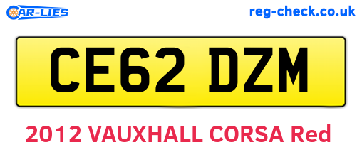CE62DZM are the vehicle registration plates.