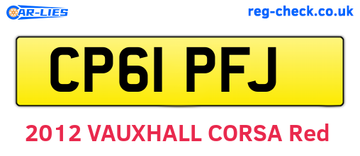 CP61PFJ are the vehicle registration plates.