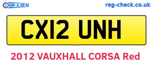 CX12UNH are the vehicle registration plates.