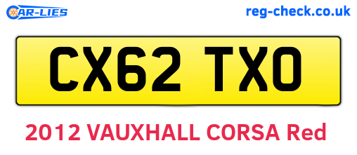 CX62TXO are the vehicle registration plates.