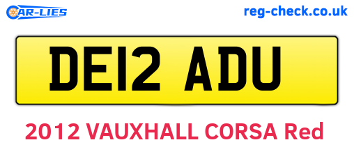 DE12ADU are the vehicle registration plates.