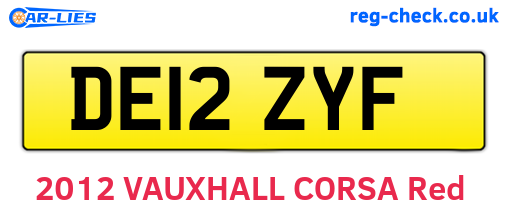 DE12ZYF are the vehicle registration plates.