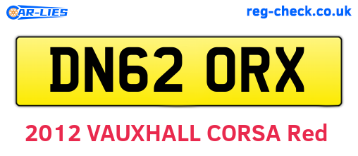 DN62ORX are the vehicle registration plates.