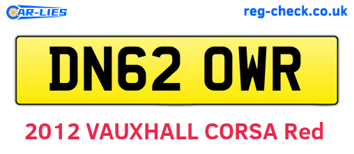 DN62OWR are the vehicle registration plates.