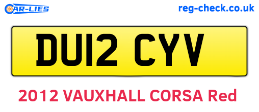DU12CYV are the vehicle registration plates.