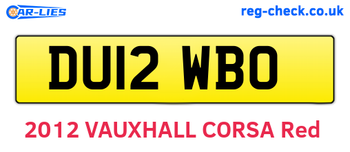 DU12WBO are the vehicle registration plates.