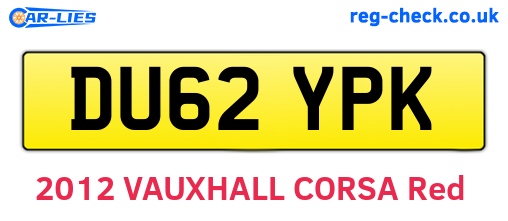 DU62YPK are the vehicle registration plates.