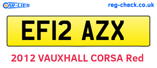 EF12AZX are the vehicle registration plates.