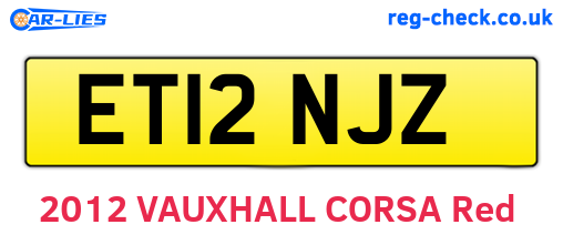ET12NJZ are the vehicle registration plates.