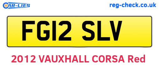 FG12SLV are the vehicle registration plates.