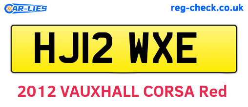 HJ12WXE are the vehicle registration plates.
