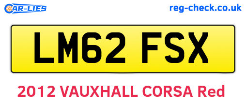 LM62FSX are the vehicle registration plates.