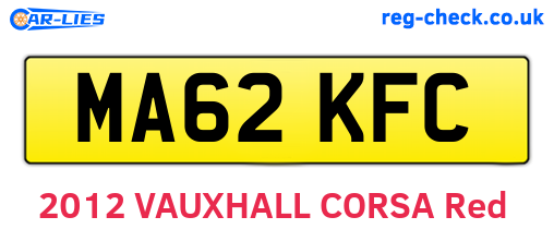 MA62KFC are the vehicle registration plates.