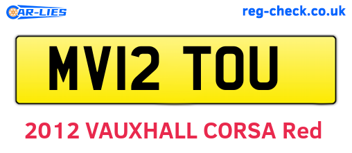 MV12TOU are the vehicle registration plates.