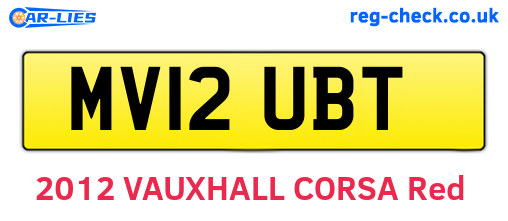 MV12UBT are the vehicle registration plates.