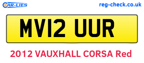 MV12UUR are the vehicle registration plates.
