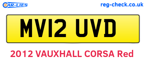 MV12UVD are the vehicle registration plates.