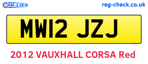 MW12JZJ are the vehicle registration plates.