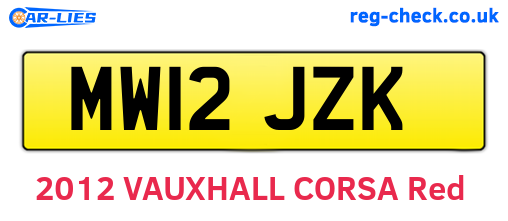 MW12JZK are the vehicle registration plates.