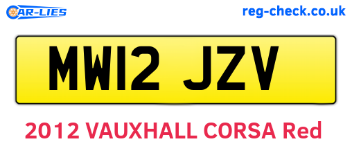 MW12JZV are the vehicle registration plates.