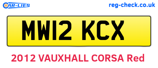MW12KCX are the vehicle registration plates.