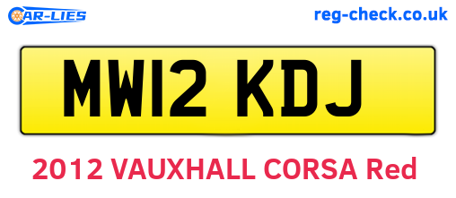 MW12KDJ are the vehicle registration plates.