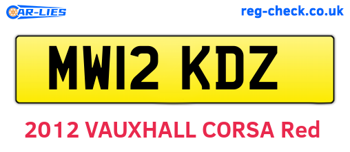 MW12KDZ are the vehicle registration plates.
