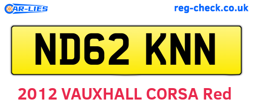 ND62KNN are the vehicle registration plates.