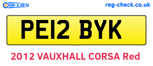 PE12BYK are the vehicle registration plates.