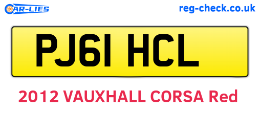 PJ61HCL are the vehicle registration plates.