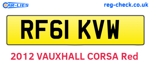 RF61KVW are the vehicle registration plates.