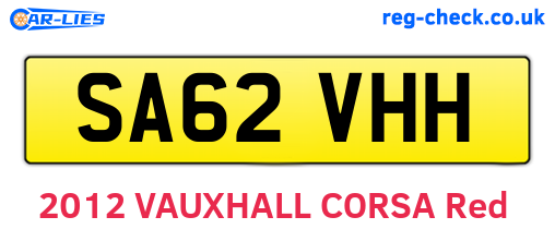 SA62VHH are the vehicle registration plates.