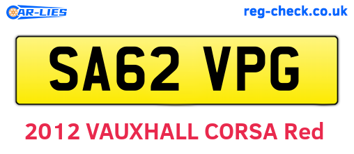 SA62VPG are the vehicle registration plates.