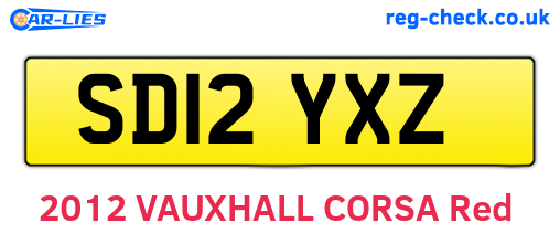 SD12YXZ are the vehicle registration plates.