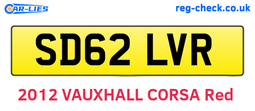 SD62LVR are the vehicle registration plates.