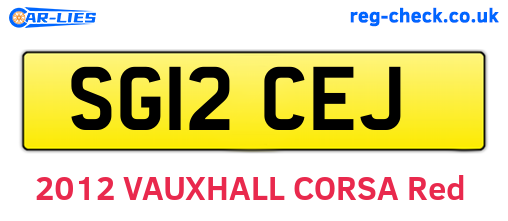 SG12CEJ are the vehicle registration plates.