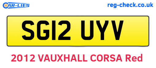 SG12UYV are the vehicle registration plates.