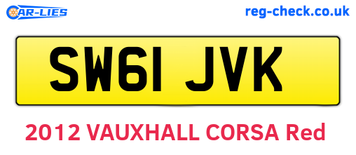 SW61JVK are the vehicle registration plates.