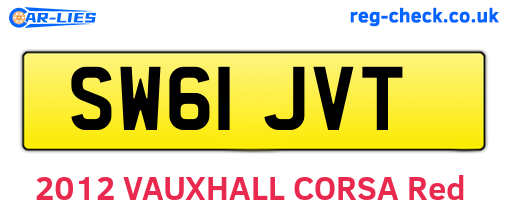 SW61JVT are the vehicle registration plates.
