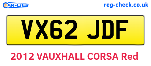 VX62JDF are the vehicle registration plates.